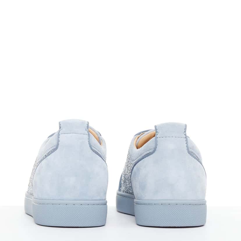 Christian Louboutin Louis Junior Strass Flat Blue Suede Never worn - Box View