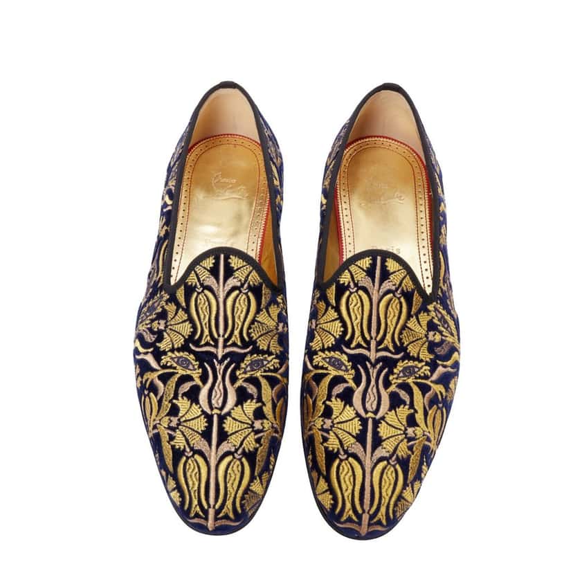 Christian Louboutin Marcantonia Flat Navy Velvet Never worn - Front View