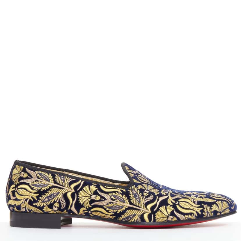 Christian Louboutin Marcantonia Flat Navy Velvet Never worn - Back View