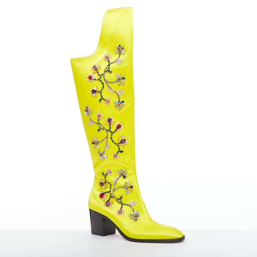 Christian Louboutin Morgan Fleur 30 Yellow Polyester Never worn - Back View