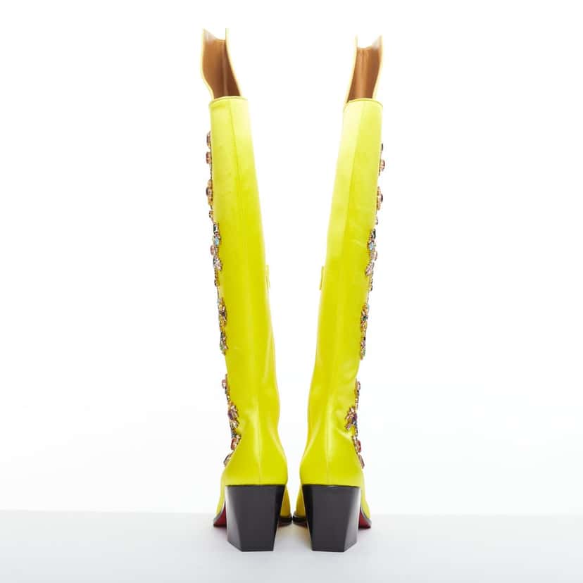 Christian Louboutin Morgan Fleur 30 Yellow Polyester Never worn - Box View