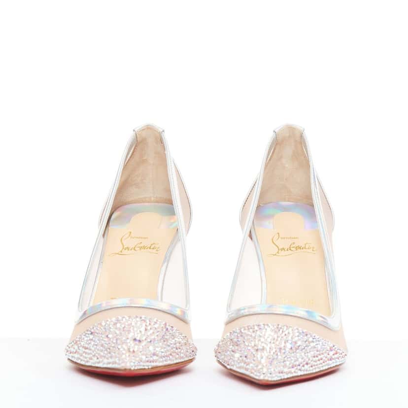 Christian Louboutin Galavati Strass 85 Silver Leather Very good condition - Inside View