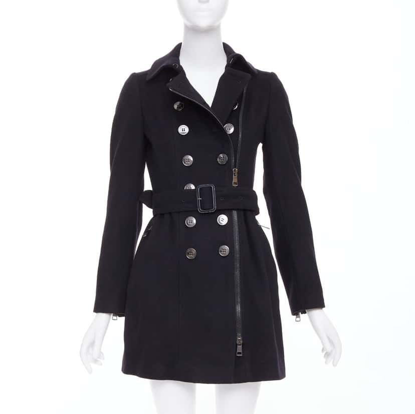 Burberry Coat Black Wool Very good condition - Front View