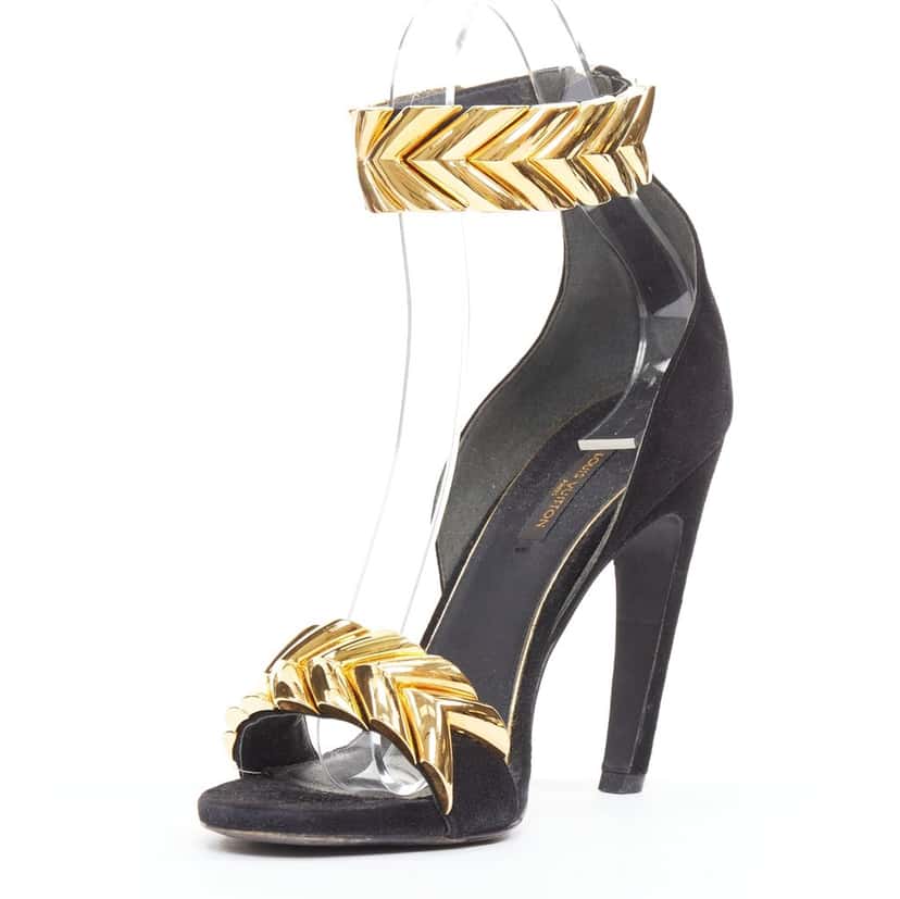 Louis Vuitton Gold V Symphony Black Suede Fair condition - Model View