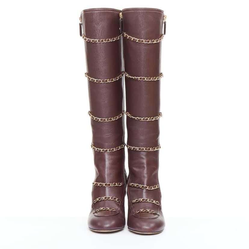 Chanel Boots Burgundy Leather Very good condition - Inside View