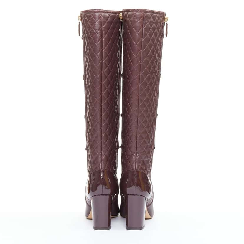 Chanel Boots Burgundy Leather Very good condition - Box View