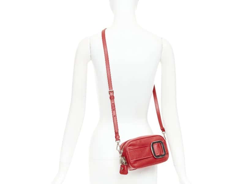 Prada Saffiano Buckle Camera Red Leather Good condition - Back View