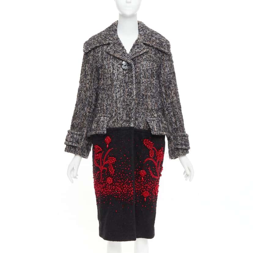 Prada Coat Brown Tweed Very good condition - Front View