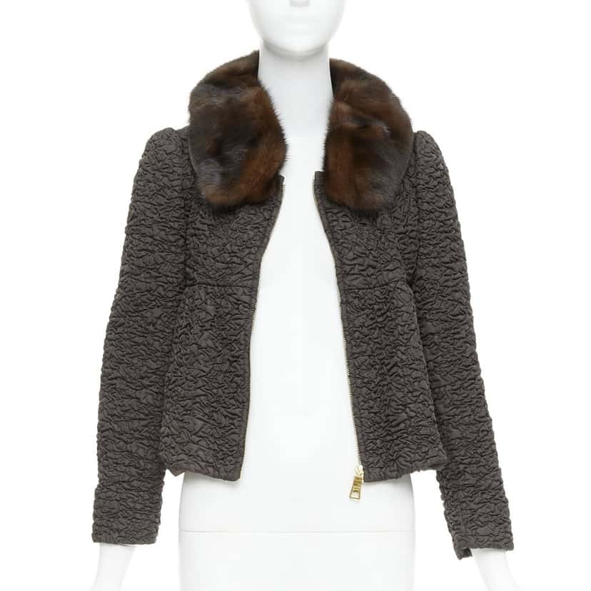 Prada Jacket Brown Fur Very good condition - Front View