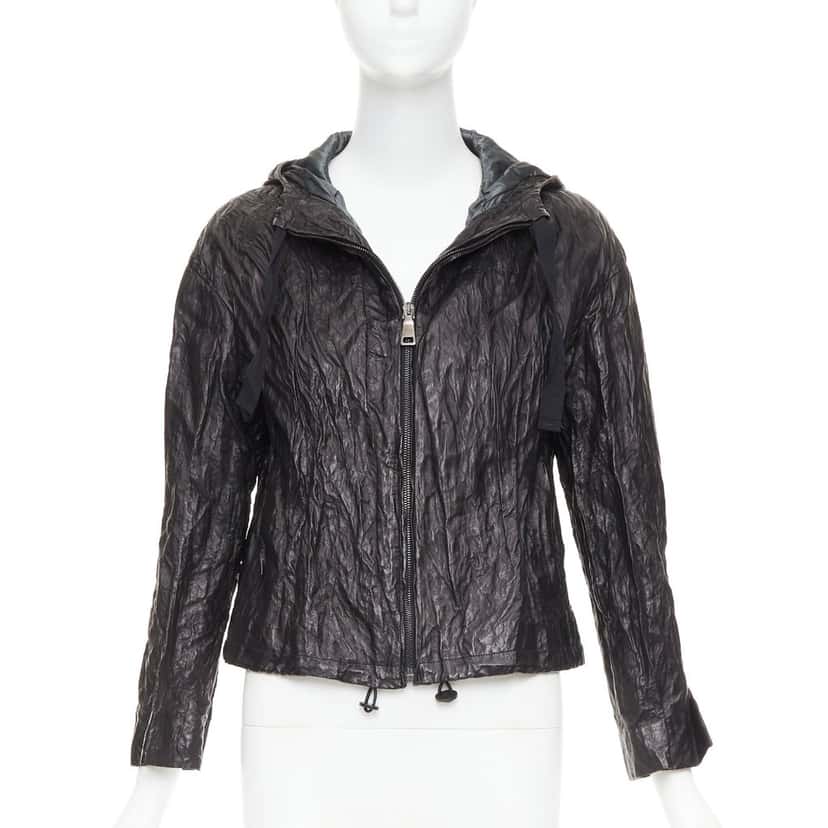 Prada Jacket Black Leather Very good condition - Front View