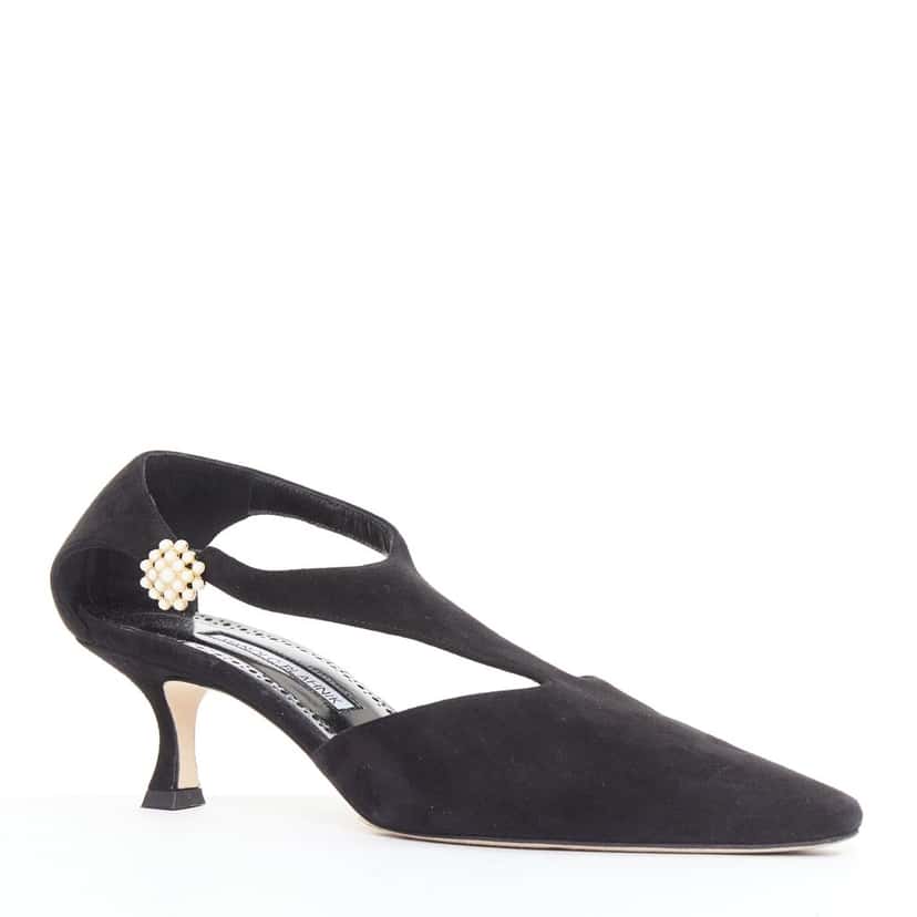 Manolo Blahnik Shufta 50 Black Suede Good condition - Inside View