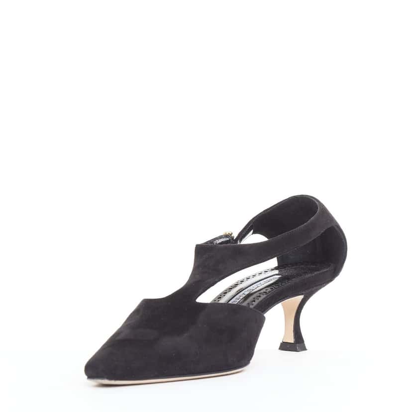 Manolo Blahnik Shufta 50 Black Suede Good condition - Box View