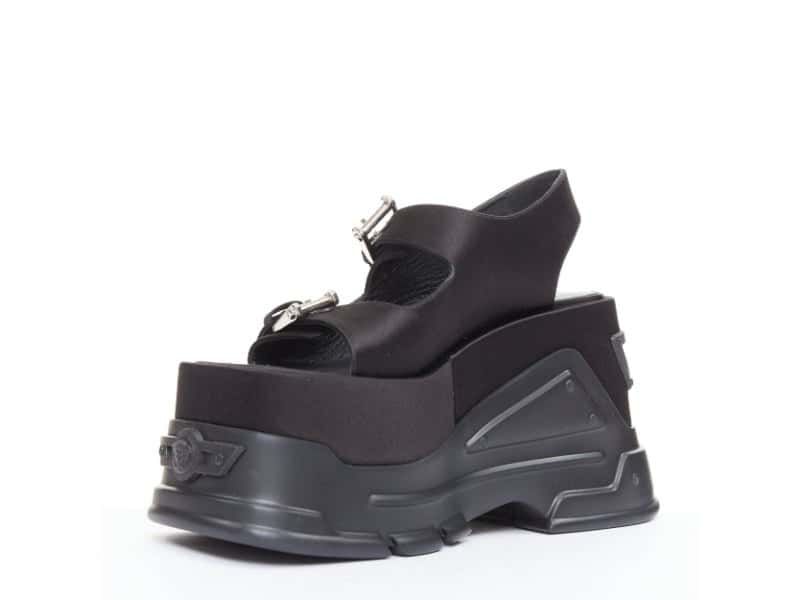 Versace Sandals Black Silk Never worn - Model View