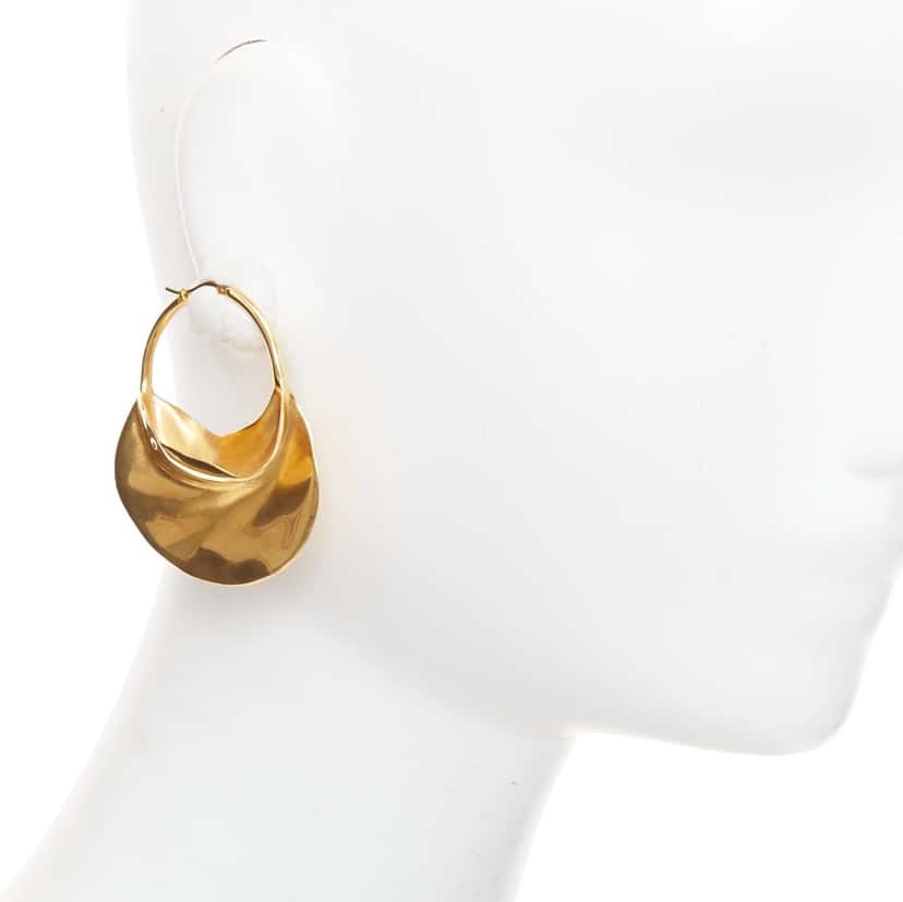 Celine wirl Large Hoop Earrings Gold Metal Very good condition - Front View