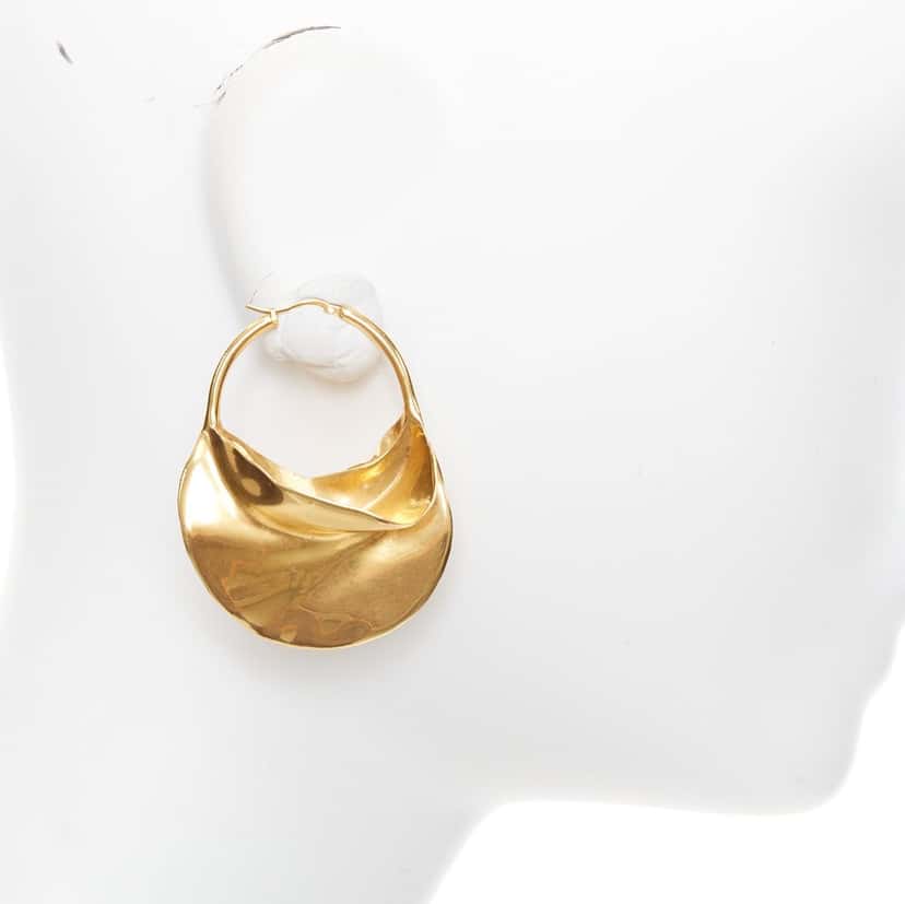 Celine wirl Large Hoop Earrings Gold Metal Very good condition - Back View