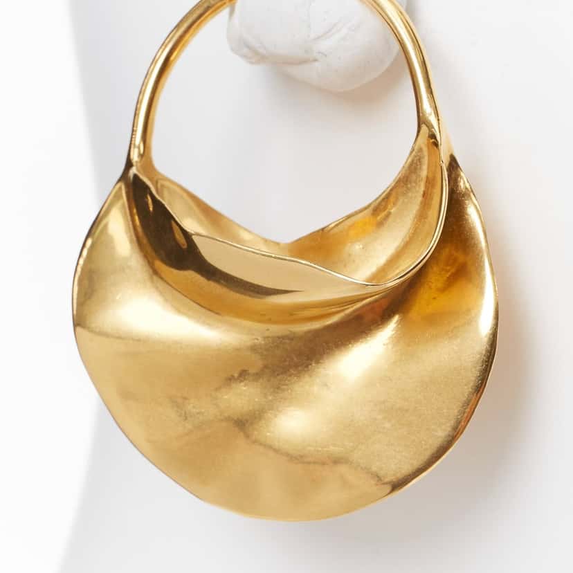Celine wirl Large Hoop Earrings Gold Metal Very good condition - Inside View
