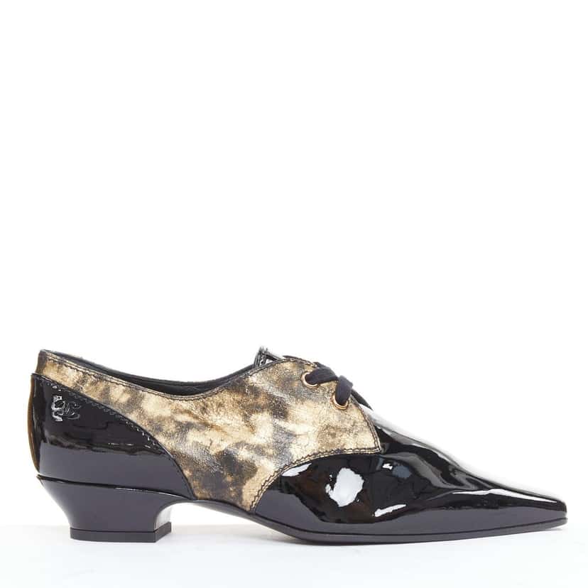 Chanel Lace up Black Leather Very good condition - Front View