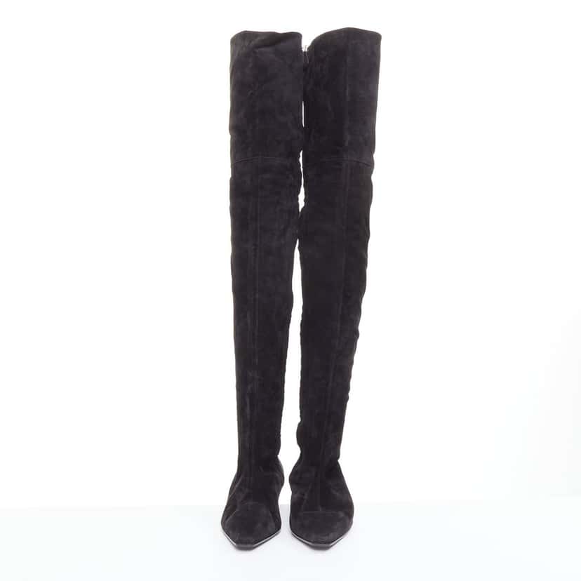 Chanel Black Suede Boots Black Suede Fair condition - Inside View