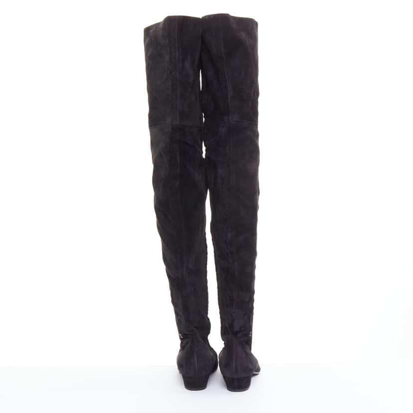 Chanel Black Suede Boots Black Suede Fair condition - Box View