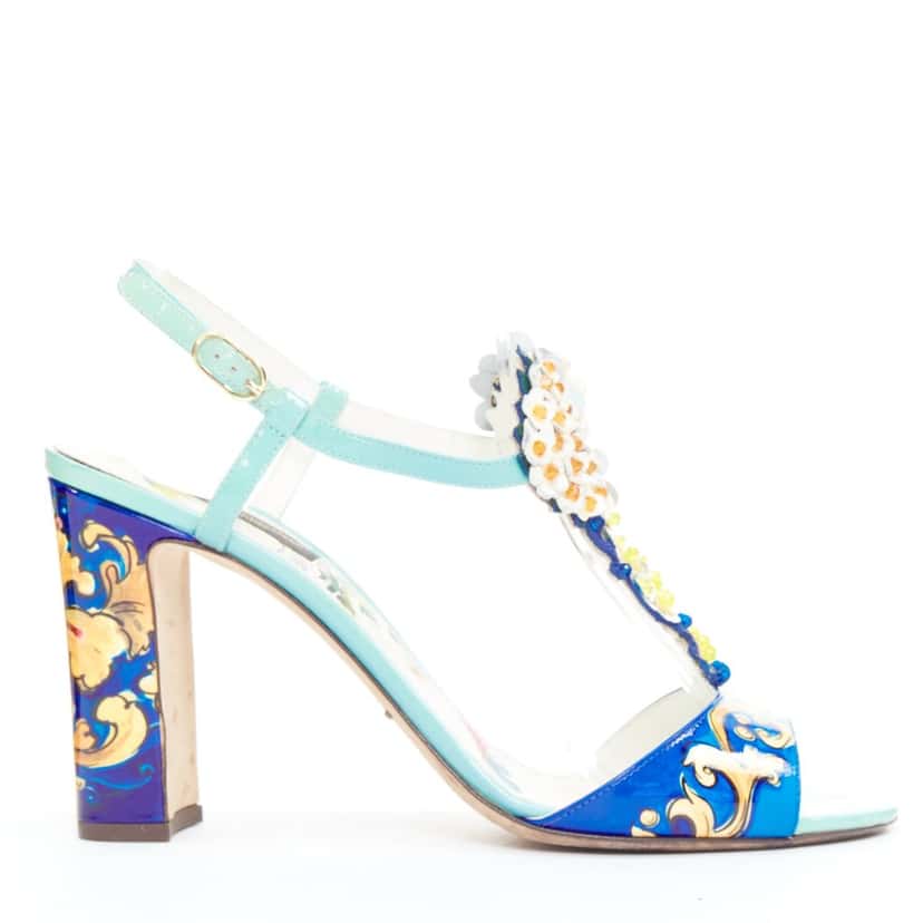 Dolce Gabbana Heels Blue Leather Fair condition - Back View