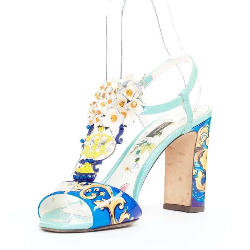 Dolce Gabbana Heels Blue Leather Fair condition - Model View
