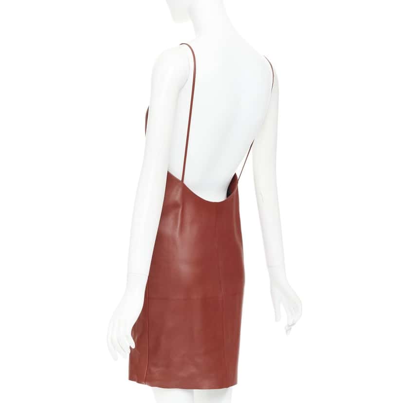 Saint Laurent Dress Burgundy Leather Never worn, with tag - Back View