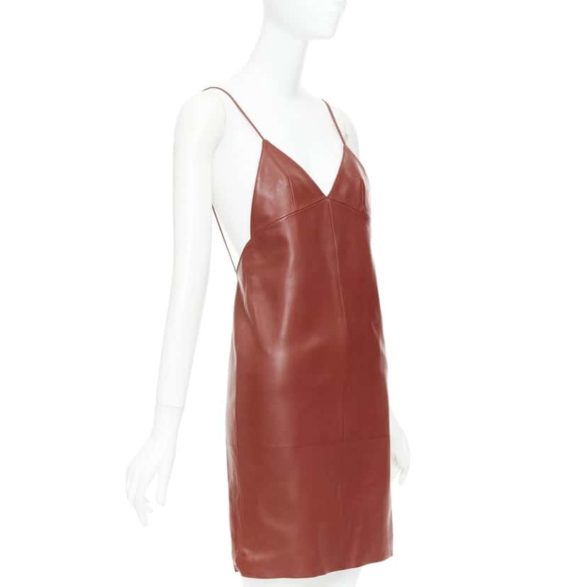 Saint Laurent Dress Burgundy Leather Never worn, with tag - Inside View