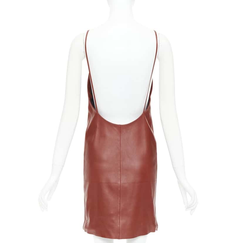 Saint Laurent Dress Burgundy Leather Never worn, with tag - Box View
