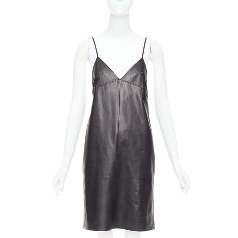 Saint Laurent Dress Black Leather Never worn - Front View