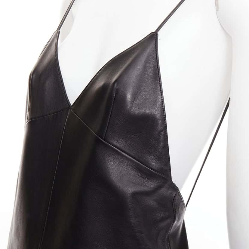 Saint Laurent Dress Black Leather Never worn, with tag - Back View