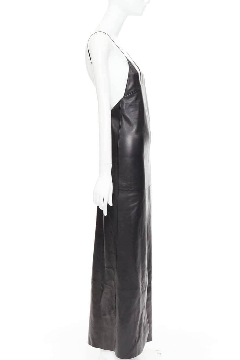 Saint Laurent Dress Black Leather Never worn, with tag - Model View