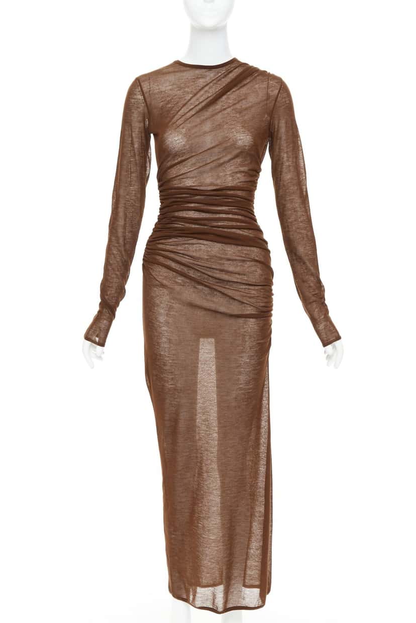 Saint Laurent Dress Brown Polyester Never worn, with tag - Front View
