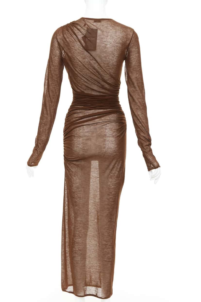 Saint Laurent Dress Brown Polyester Never worn, with tag - Model View