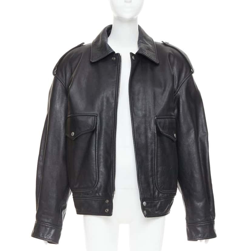 Saint Laurent Jacket Black Leather Very good condition - Front View