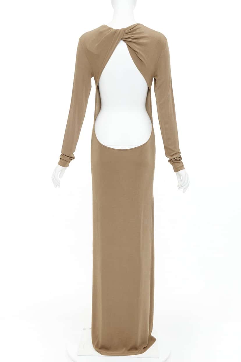 Saint Laurent Dress Khaki Viscose Never worn, with tag - Front View