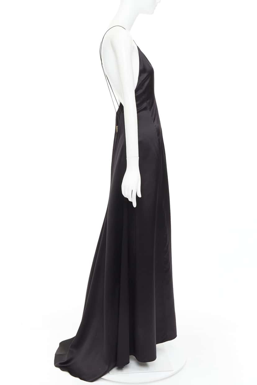 Saint Laurent Dress Black Silk Never worn, with tag - Model View