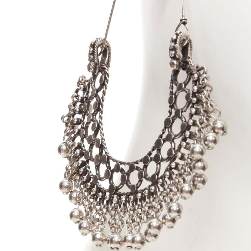 Saint Laurent Marrakech Folk earrings Silver Metal Never worn - Box View