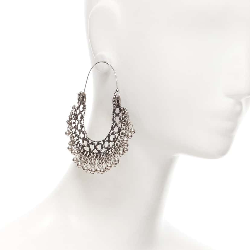 Saint Laurent Marrakech Folk earrings Silver Metal Never worn - Back View