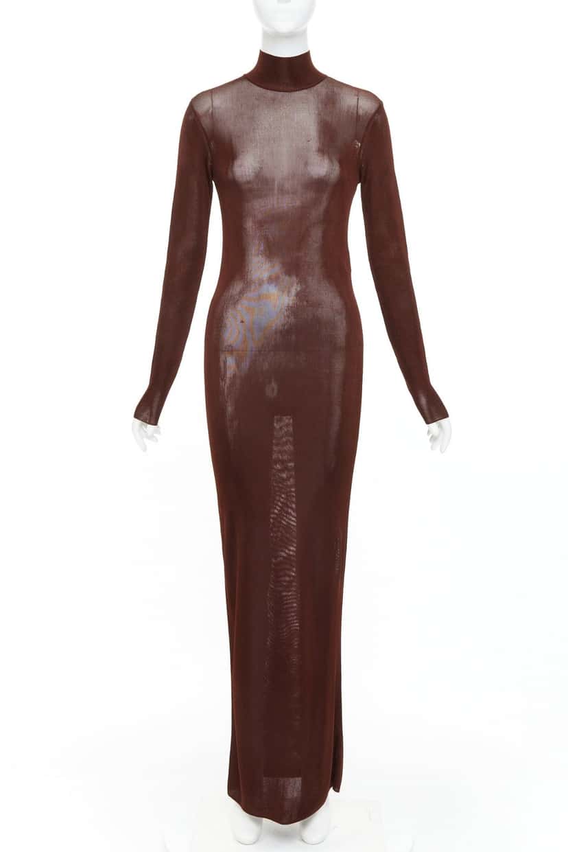 Saint Laurent Dress Brown Viscose Never worn, with tag - Front View