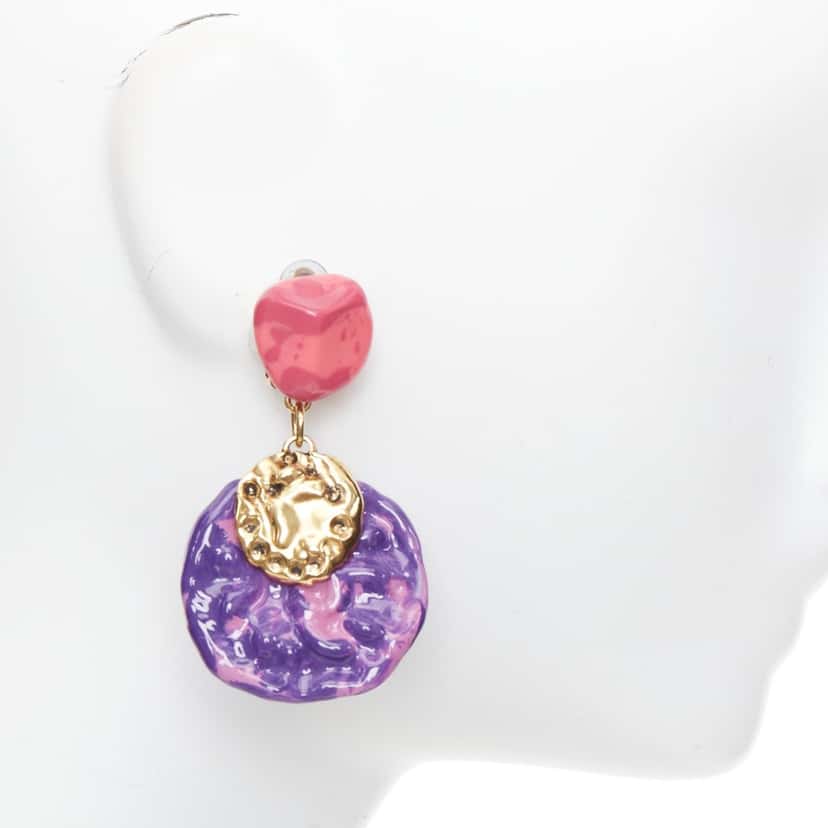 Saint Laurent Earrings Pink Plastic Never worn - Model View