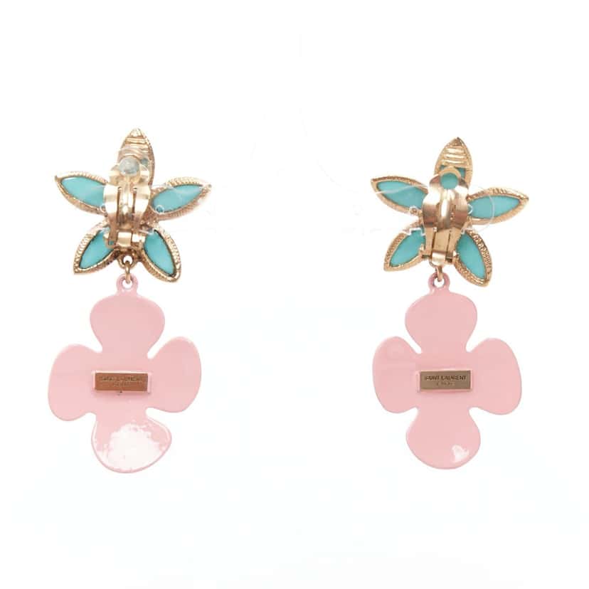 Saint Laurent Earrings Turquoise Metal Never worn - Model View