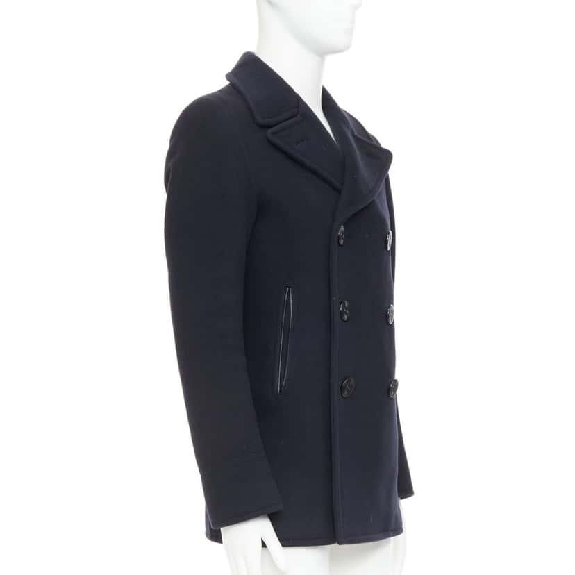 Tom Ford Coat Navy Wool Fair condition - Model View