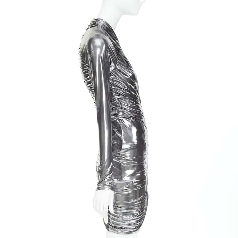 Ferragamo Dress Silver Polyester Never worn, with tag - Model View