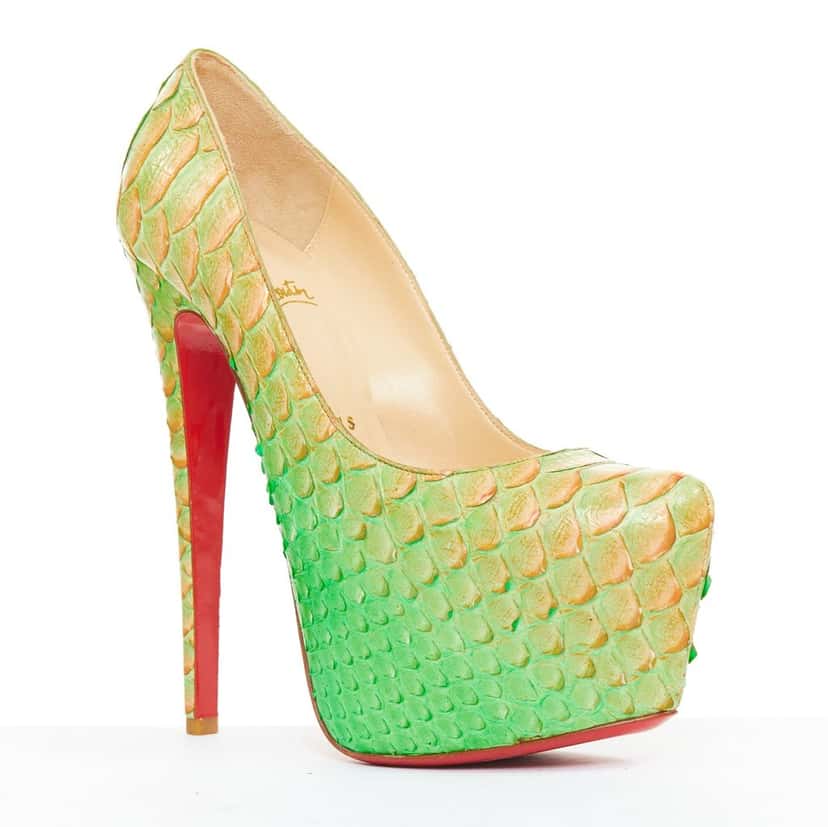Christian Louboutin Daffodile 160 Green Leather Very good condition - Front View