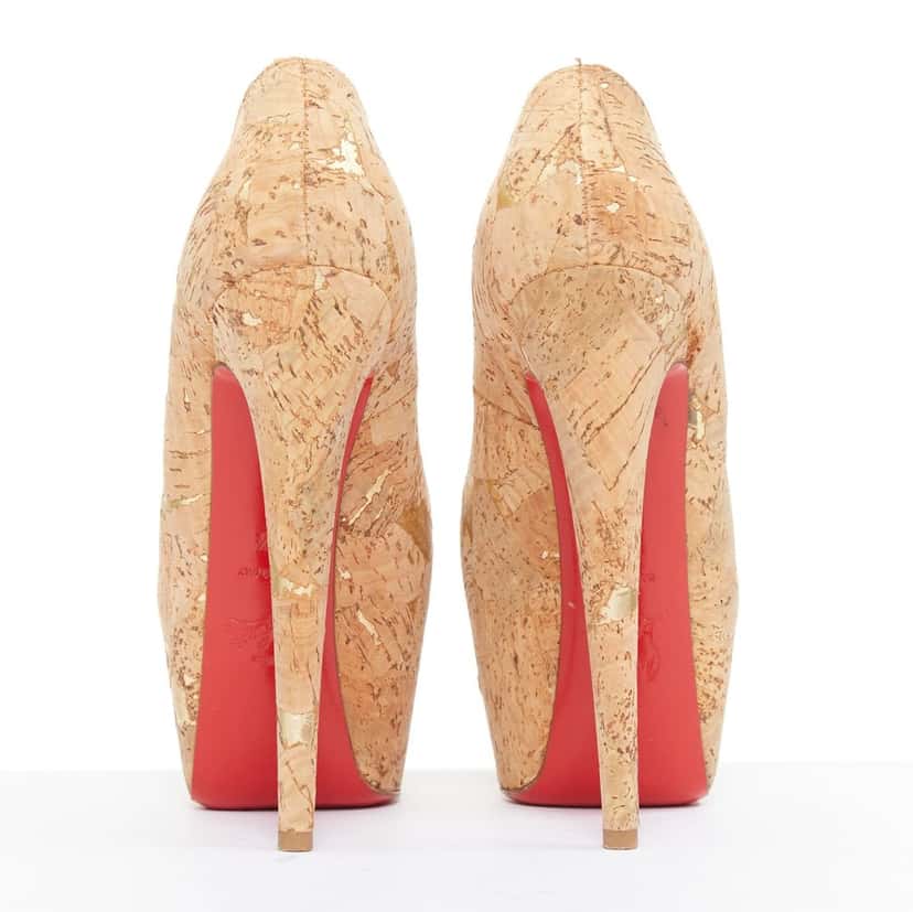 Christian Louboutin Highness 160 Beige Polyester Fair condition - Box View