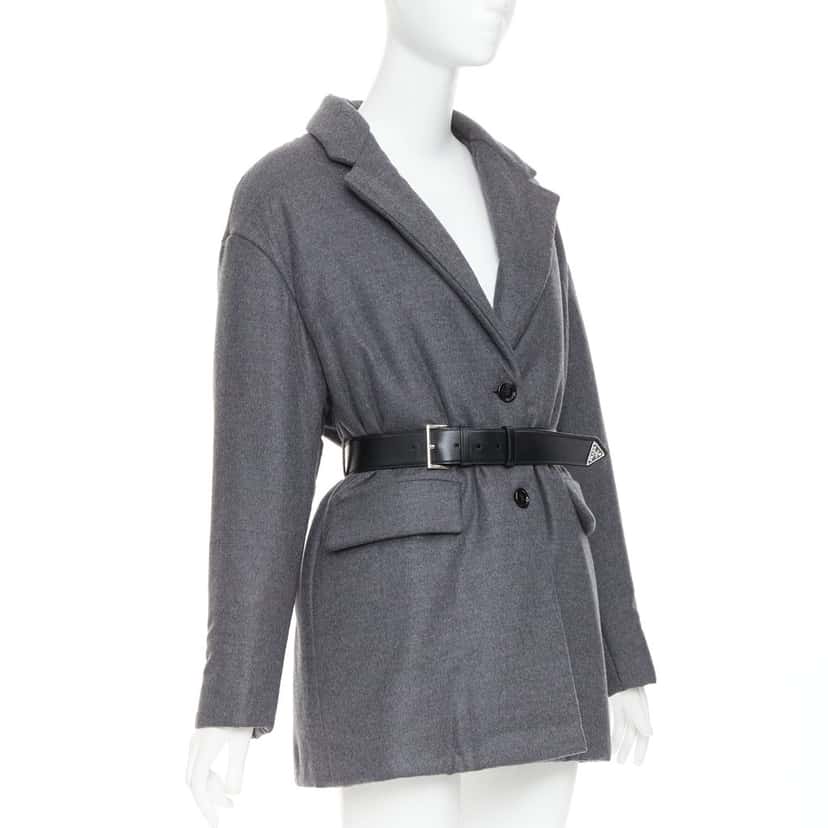 Prada Grey Cashmere Coats Grey Cashmere Never worn, with tag - Model View
