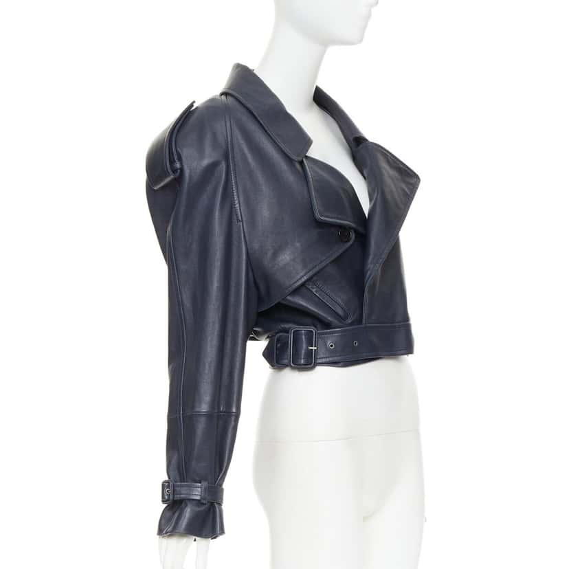 Saint Laurent Jacket Navy Leather Very good condition - Model View