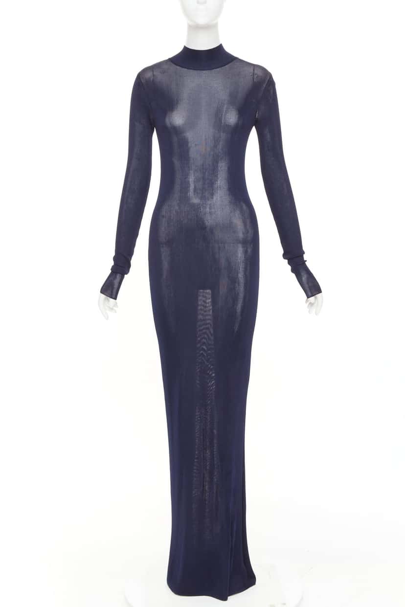 Saint Laurent Dress Navy Viscose Good condition - Front View