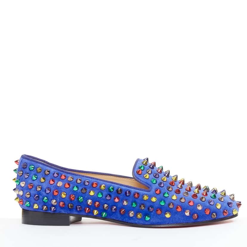 Christian Louboutin Dandy Pik Pik Flat Blue Suede Good condition - Back View