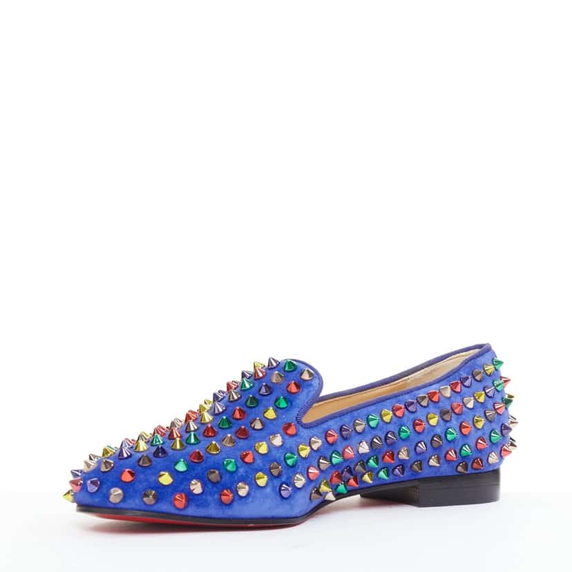 Christian Louboutin Dandy Pik Pik Flat Blue Suede Good condition - Model View